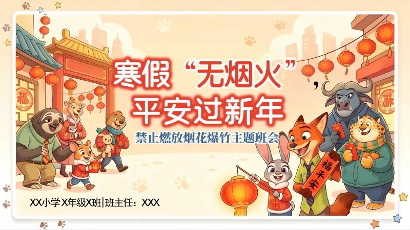 【通用】【安全教育】禁止燃放烟花爆竹主题班会《寒假无烟火平安过新年》-2