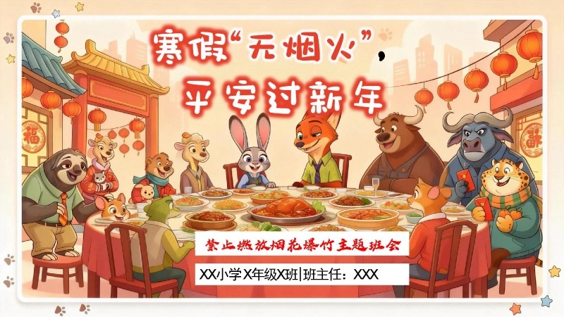 【通用】【安全教育】禁止燃放烟花爆竹主题班会《寒假无烟火平安过新年》-1